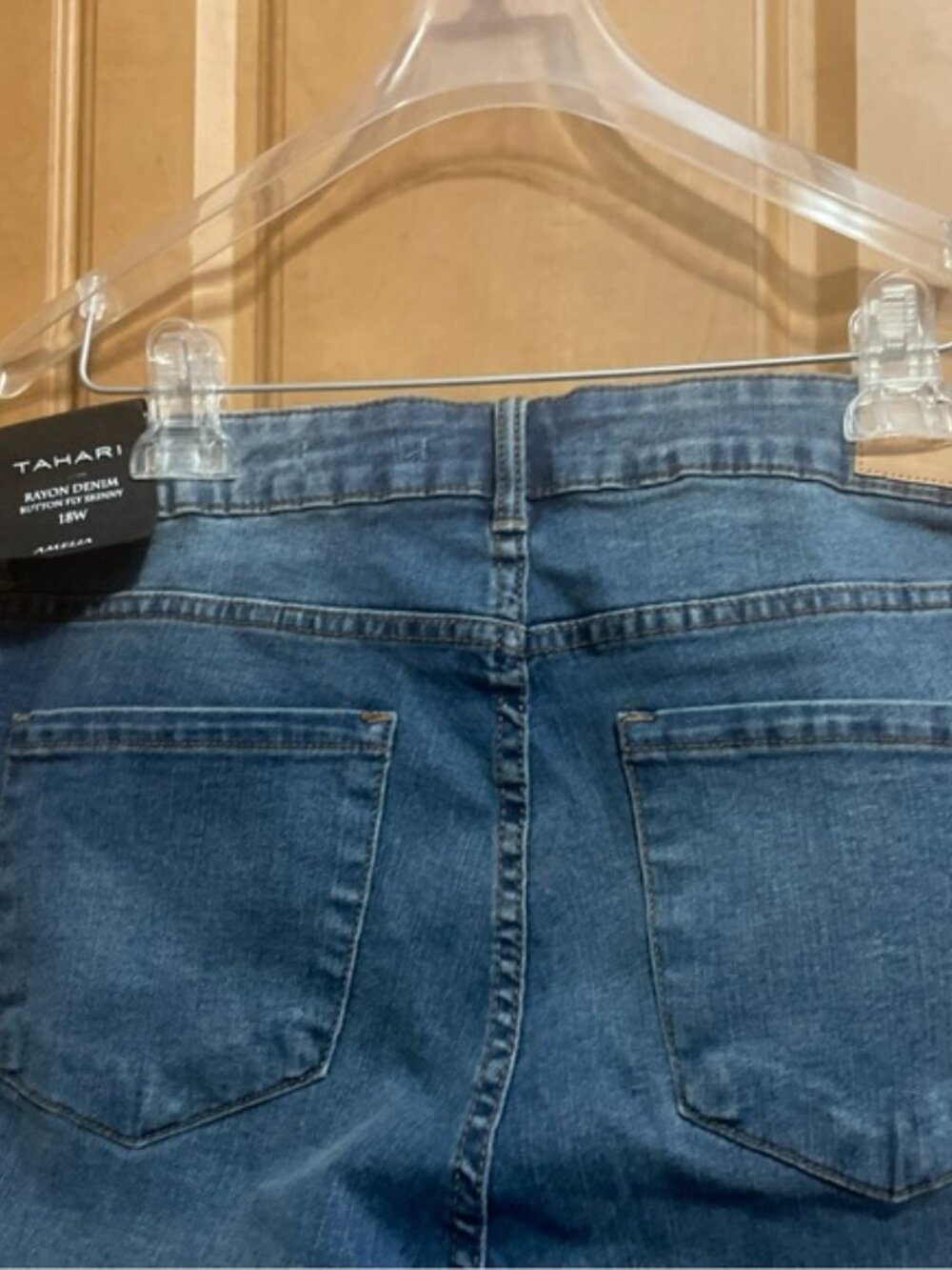 NWT Tahari Blue Denim Jeans Amelia Button Fly Skinny Size 18W - Picture 3 of 6